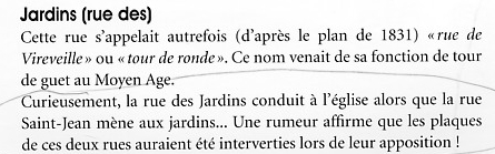 histoire des noms de rue, rue des jardins