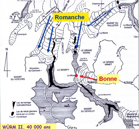 carte des glaciers et lacs au Wrm 2