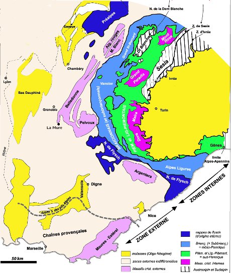 carte gnrale des Alpes franaises