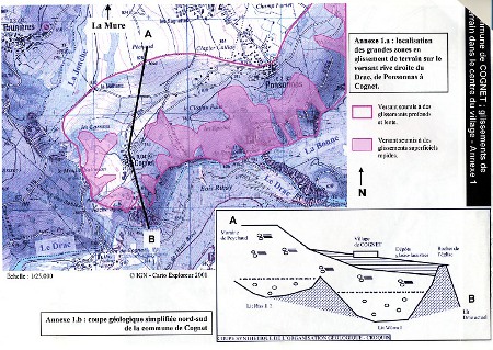l'tude RTM, croquis des zones instables